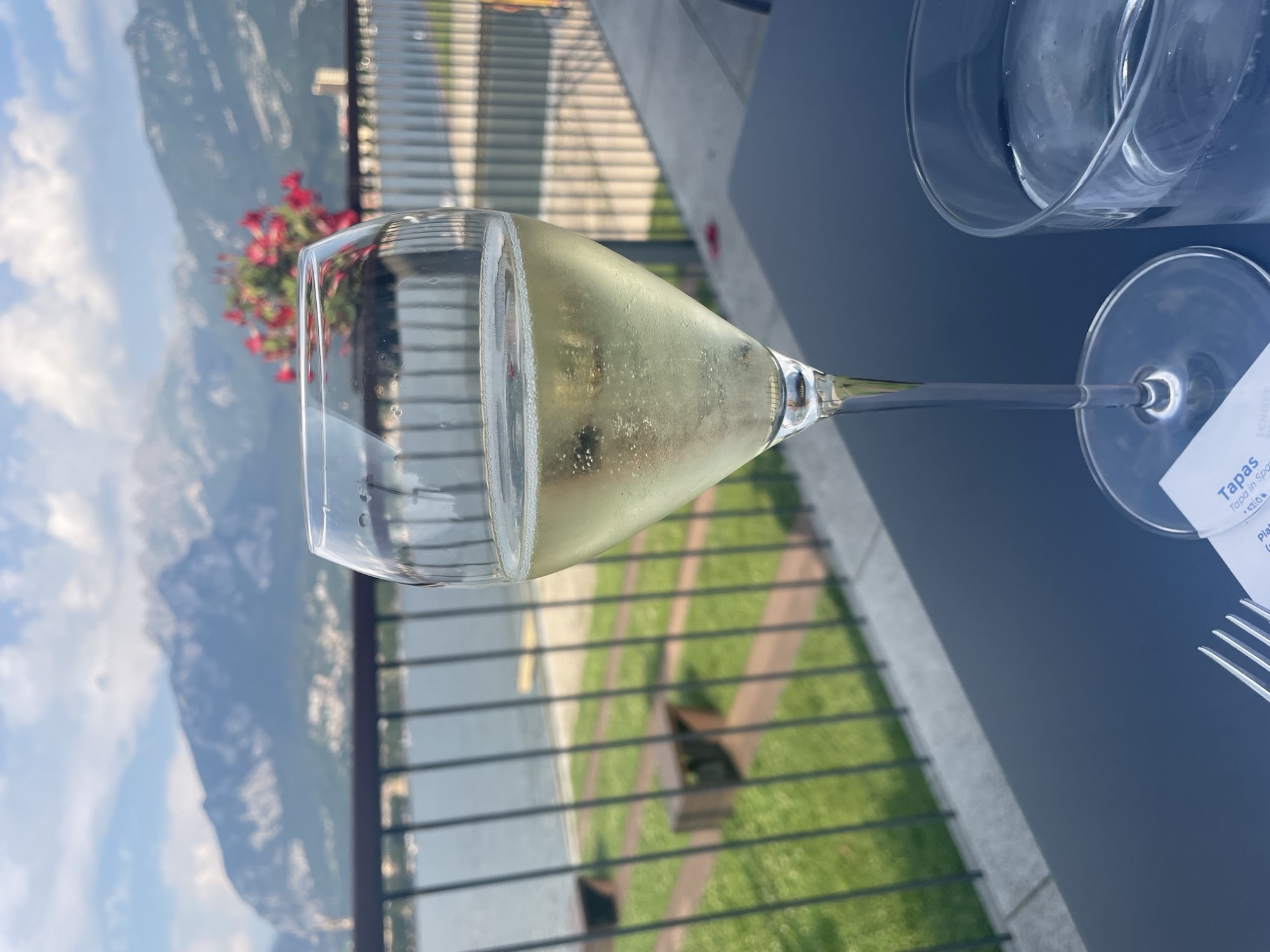 Een glaasje op een terras in Malgrate, met zicht op de bergen rond Lecco.